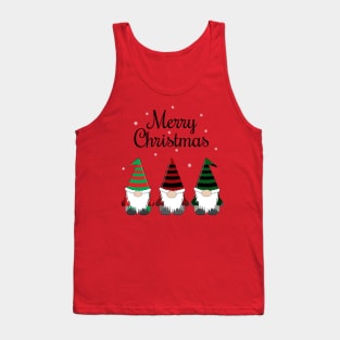 Merry Christmas Gnomes Black Tank Top